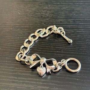 Juicy Couture Silver Heart Charm Chain Bracelet
